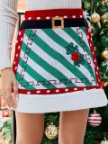Women Christmas Patchwork Knittinga skirt