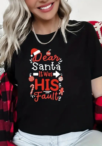 Women's Christmas Printed Short Sleeve T-shirt Trendy top