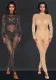 Women sexy See-Through Mesh Beaded Jumpsuit