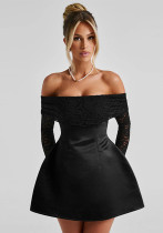 Autumn Chic Sexy Slim Off Shoulder Lace A-line Dress