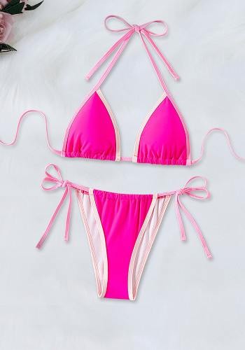 Women Sexy Backless V-neck Bikini Swimwear Two Pieces
