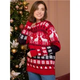 Christmas Autumn winter couples men's women's elk jacquard long-sleeved sweater