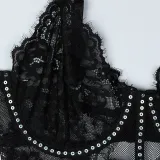 Women lace sequined Sexy Lingerie 2-piece set