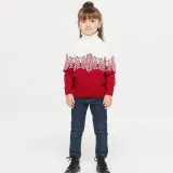 parent-child family wear jacquard pullover high-neck sweater Christmas clothing