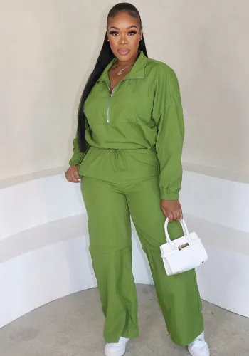 Women Autumn and Winter Zipper Long Sleeve Top and Pants Casual Two-piece Set