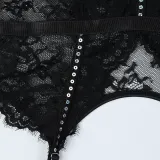 Women lace sequined Sexy Lingerie 2-piece set