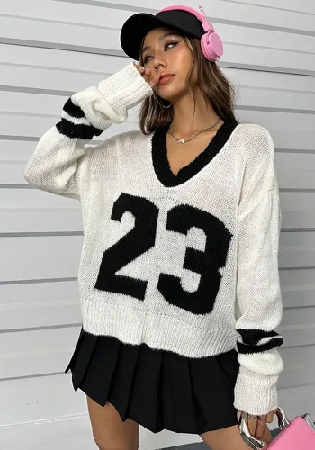 Women autumn and winter fake two-piece v-neck long sleeve sweater