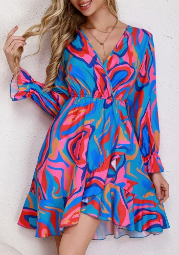 Women Casual Holidays ruffled long sleeve dress