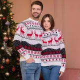 Christmas Autumn winter couples men's women's elk jacquard long-sleeved sweater