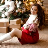 parent-child family wear jacquard pullover high-neck sweater Christmas clothing