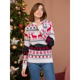 Christmas Autumn winter couples men's women's elk jacquard long-sleeved sweater