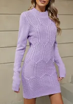 Women autumn and winter Round Neck beaded bodycon sweater dress
