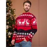 Christmas Autumn winter couples men's women's elk jacquard long-sleeved sweater