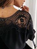 Loose chiffon bat long sleeve Lace Patchwork shirt for women
