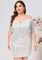 Women See-Through Tassel Sexy Strap Bodycon Dress
