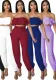 Sexy Fashion Elastic Solid Color Strapless Two-Piece Pants Set