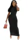 Sexy Fashion Solid Color Round Neck Short Sleeve Slim Women's Long Dress