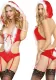 Sexy Lingerie Christmas Girl Deep V Neck Bodysuit