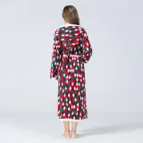 Christmas Women festival plaid bathrobe wizard hat hooded color matching tie flannel robe