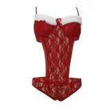 Sexy Lingerie Sexy Christmas See-Through Women's Furry Lace Bodysuit