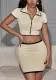 Elegant Spring And Summer Women's Short Sleeve Turndown Collar Top Sexy Slim Short Skirt Two Piece Set