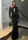 Autumn Sexy Mesh Patchwork Hollow Slash Shoulder Slim Long Dress
