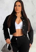 Sexy Fashion Black Long Sleeve Women's Denim Jacket