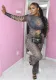 Autumn Sexy Leopard Print Long Sleeve Crop Top High Waist Pants Two Piece Set