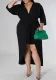 Women Sexy Mid-Long Sleeve V-Neck Lace Solid Irregular Bodycon Dress