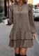 Women Bohemian Printed V-Neck Lace-Up Long Sleeve Dress