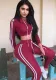 Women Elastic Hooded Drawstring Top and Trousers Casual Two Piece Set