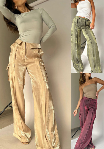 Spring Summer Fashion Casual Loose Zipper Pants