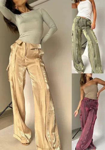 Spring Summer Fashion Casual Loose Zipper Pants