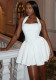 Women's Fashion Solid Color Sexy Strap Halter Sleeveless Low Back A-Line Dress