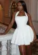Women's Fashion Solid Color Sexy Strap Halter Sleeveless Low Back A-Line Dress