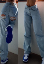 High Waist Ripped Slim Fashion Denim Pants