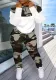 Fashion Sport Contrast Color Zipper Top Ripped Pants Two Piece Set