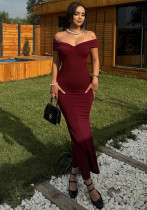 Women Fall Solid Sexy Off Shoulder Backless Off Shoulder Strapless Dress