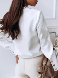 Women autumn Solid Stand Collar long-sleeved shirt