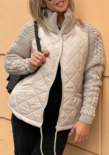 Women Cardigan Zipper Long Sleeve Stand Collar Jacket