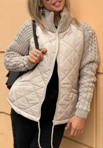 Women Cardigan Zipper Long Sleeve Stand Collar Jacket