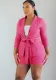 Women Casual Lace-up Blazer and Shorts Two-piece Set