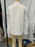 Women autumn Solid Stand Collar long-sleeved shirt