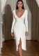 Women V Long Sleeve Slit Sexy Dress