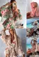 Women Fall Floral Long Sleeve Shorts V-neck Tropical Rainforest Jumpsuit