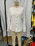 Women autumn Solid Stand Collar long-sleeved shirt