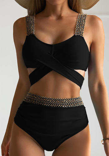 Women bikini cross backless two pieces swimwear
