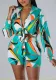 Women Long Sleeve Print Top and Shorts 2-Piece Set