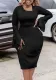 Plus Size Women Career Solid Bodycon Dress
