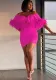 Sexy Off Shoulder Feather Elastic Bodycon Slim Dress